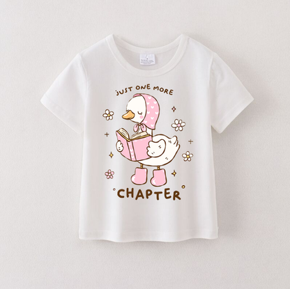 Girls Summer Silly Goose Cartoon Print Cotton T-Shirt