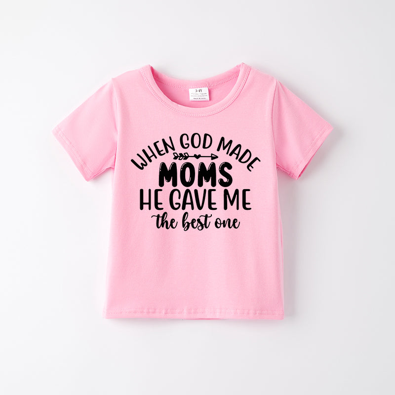 Mother's Day Girls Mommy And Me Pink Print Cotton T-Shirt
