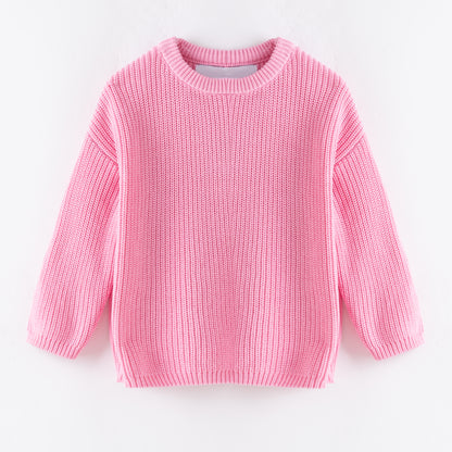 Girls’ Oversize Cozy Knit Sweaters – Fall/Winter Colors
