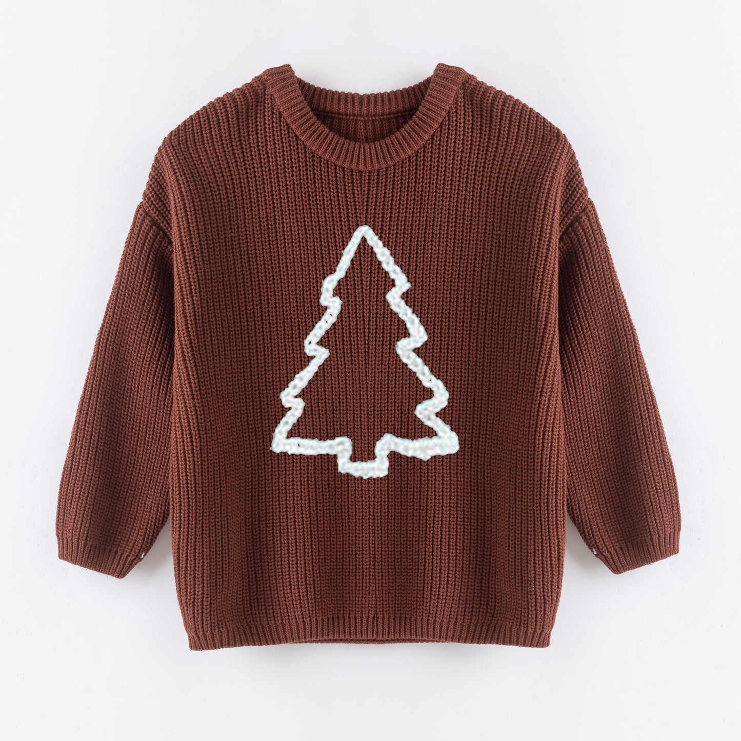 Cozy Oversize Christmas Embroidered Brown Sweaters – Festive & Fun for Winter