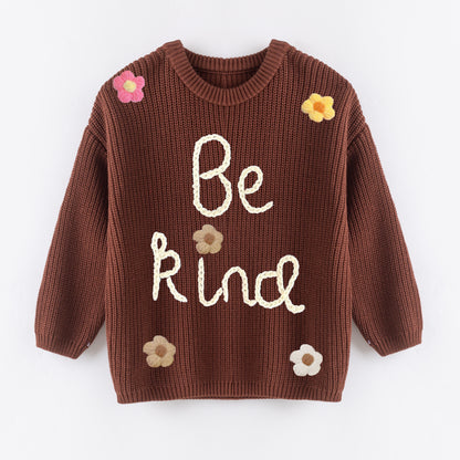 Cozy Oversize Christmas Embroidered Brown Sweaters – Festive & Fun for Winter