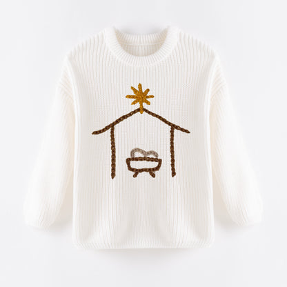 Cozy Christmas Embroidered White Sweaters – Festive & Fun for Winter