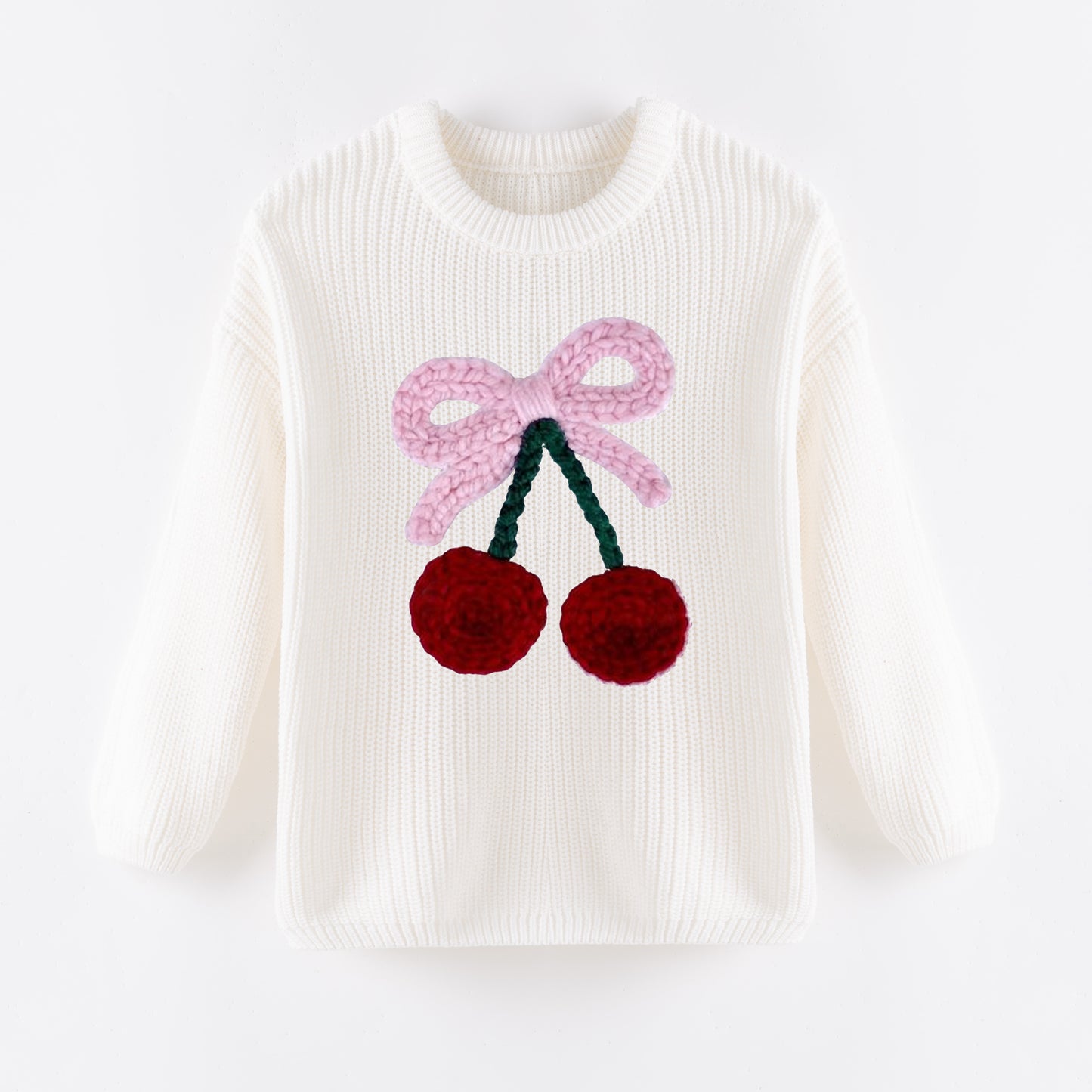 New Oversize Christmas Embroidered White Sweaters for Kids – Cozy & Festive