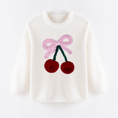 New Oversize Christmas Embroidered White Sweaters for Kids – Cozy & Festive