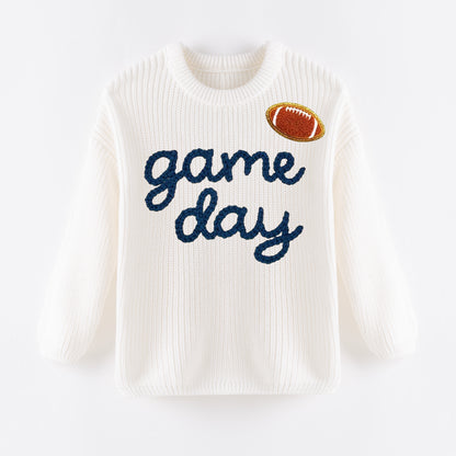 New Oversize Christmas Embroidered White Sweaters for Kids – Cozy & Festive
