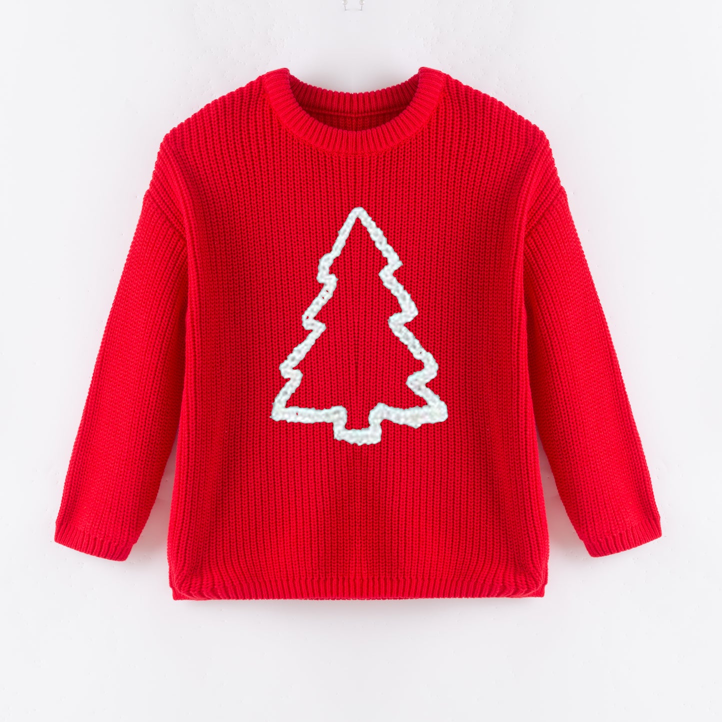 New Oversize Christmas Embroidered Red Sweaters for Kids – Cozy & Festive