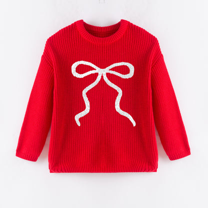 New Oversize Christmas Embroidered Red Sweaters for Kids – Cozy & Festive