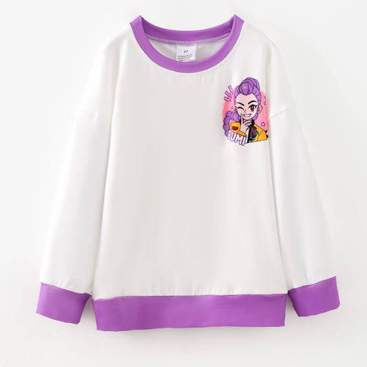 Girls Kpop Demon Hunter Purple Sweatshirt