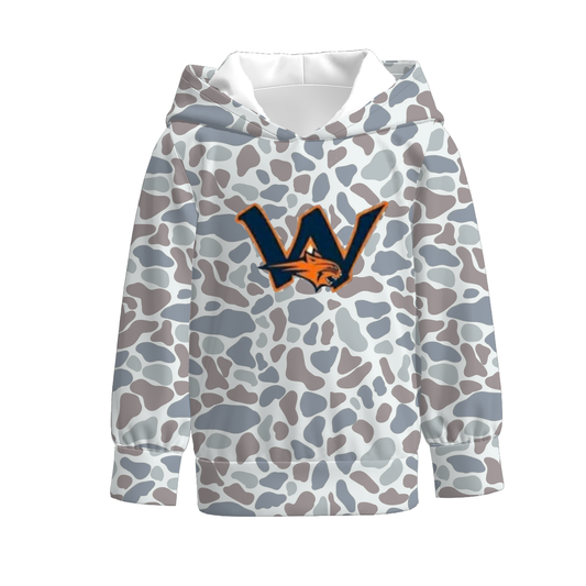 Embroidery Camo Print Kids Milk Silk Hoodie For Fall&Winter