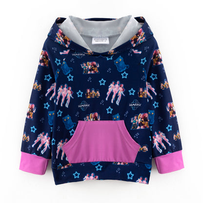 2025 Fall Girls Hot Pink Kpop Demon Hunter Printed Pocket Hoodie