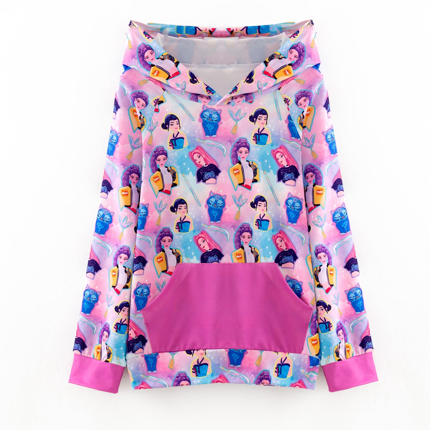 2025 Fall Girls Kpop Demon Hunter Printed Pocket Hoodie