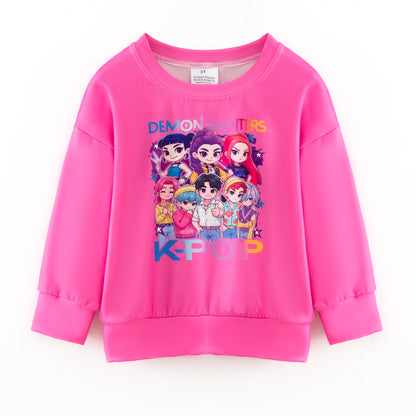 2025 Fall Girls Pink Kpop Demon Hunter Printed Sweatshirt