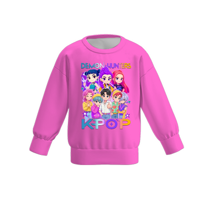 Girls Fall Kpop Demon Hunters Cartoon Print Milk Silk Sweatshirts