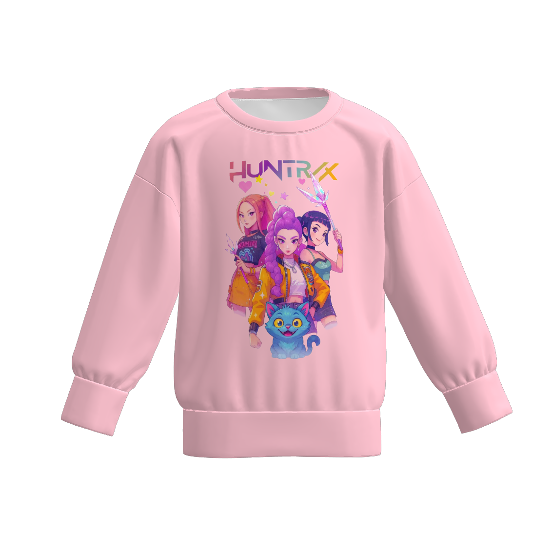 Mommy and Me Fall Kpop Demon Hunters Print Pink Black Tops