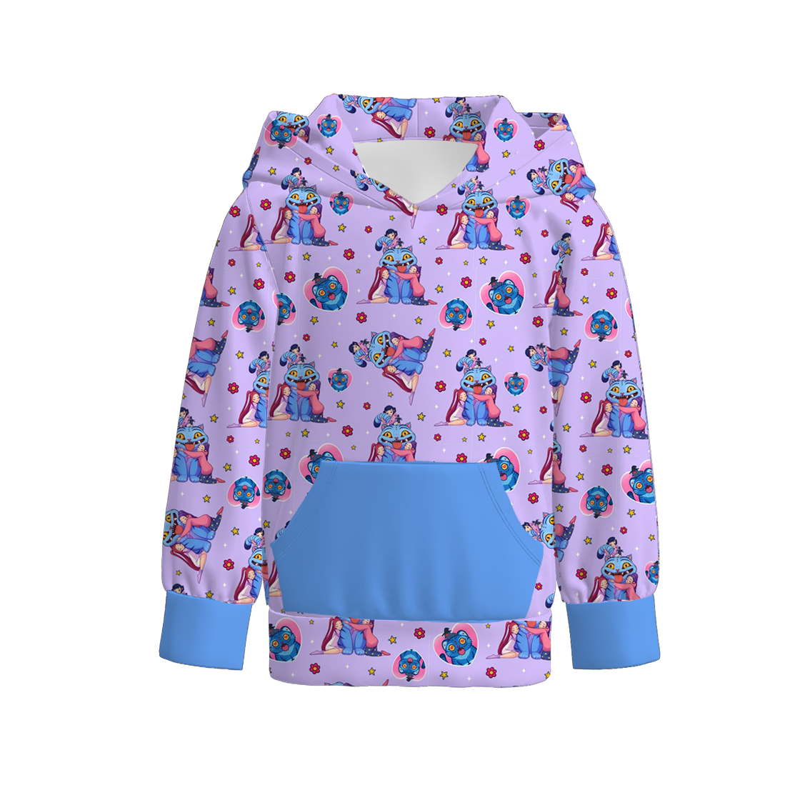 Kpop Demon Hunter Print Long Sleeves Pocket Hoodies For Kids