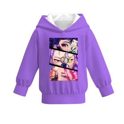 Kpop Demon Hunter Print Long Sleeves Fashion Hoodies For Kids