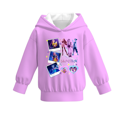 Kpop Demon Hunter Print Long Sleeves Cute Hoodies For Kids