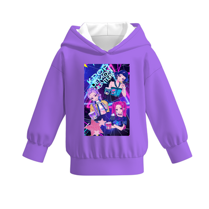 Kpop Demon Hunter Print Long Sleeves Cute Hoodies For Kids