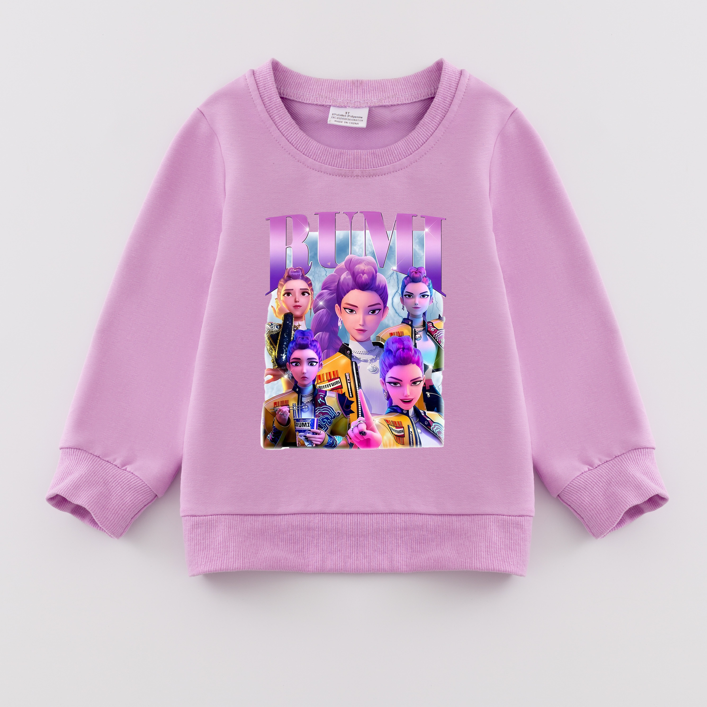 2026 Spring K-pop Demon Hunter Print Purple Cotton Sweatshirts