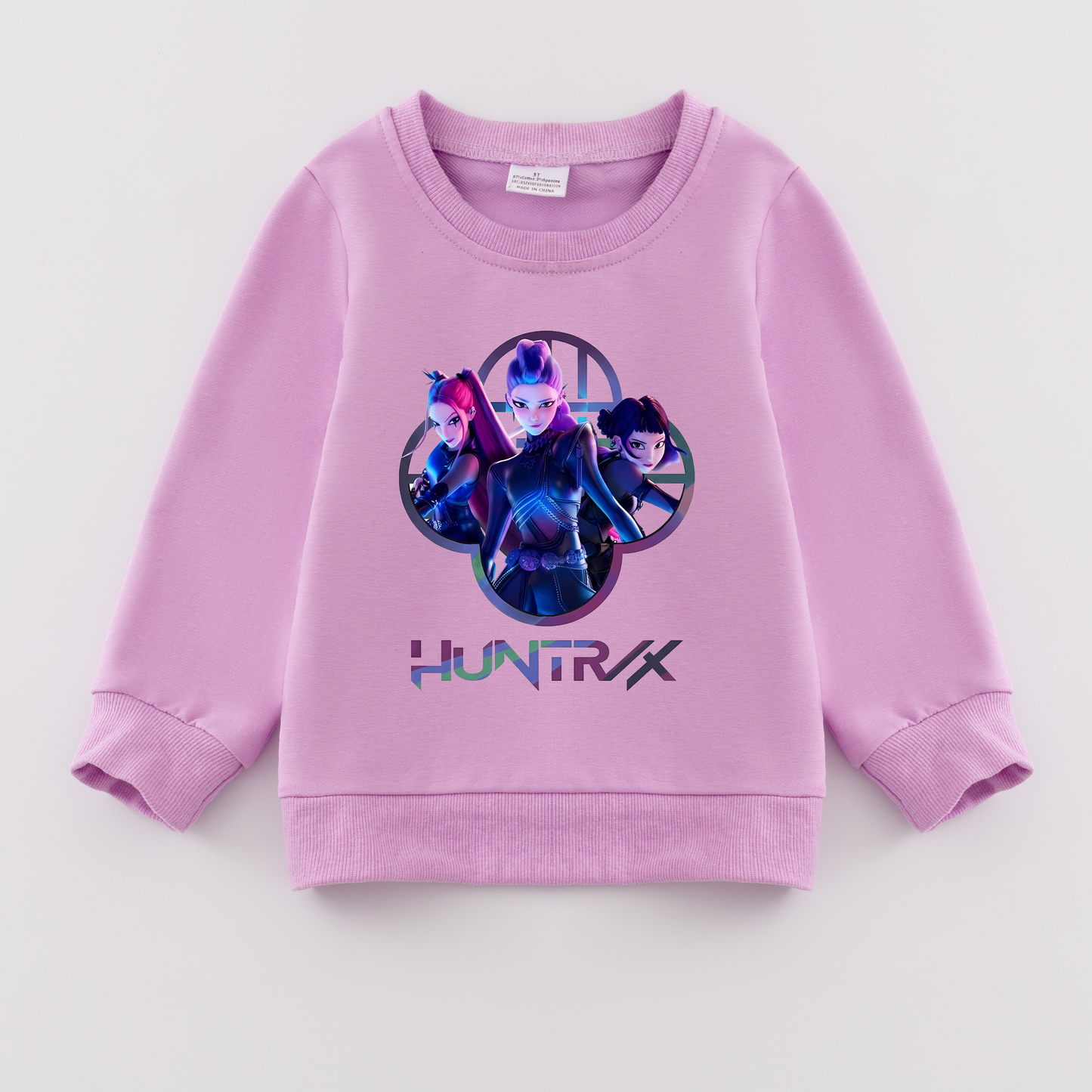 2026 Spring K-pop Demon Hunter Print Purple Cotton Sweatshirts
