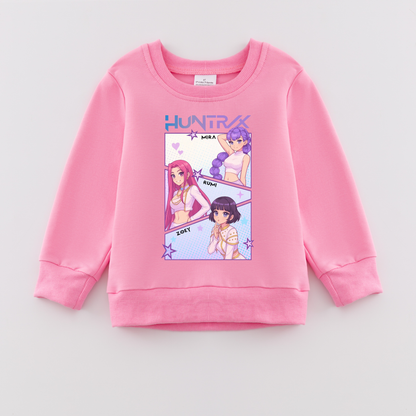 2026 Spring K-pop Demon Hunter Print Pink Cotton Sweatshirts