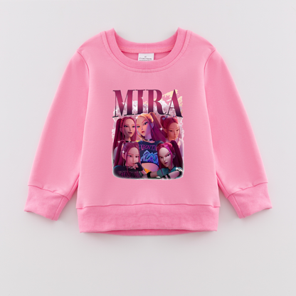 2026 Spring K-pop Demon Hunter Print Pink Cotton Sweatshirts