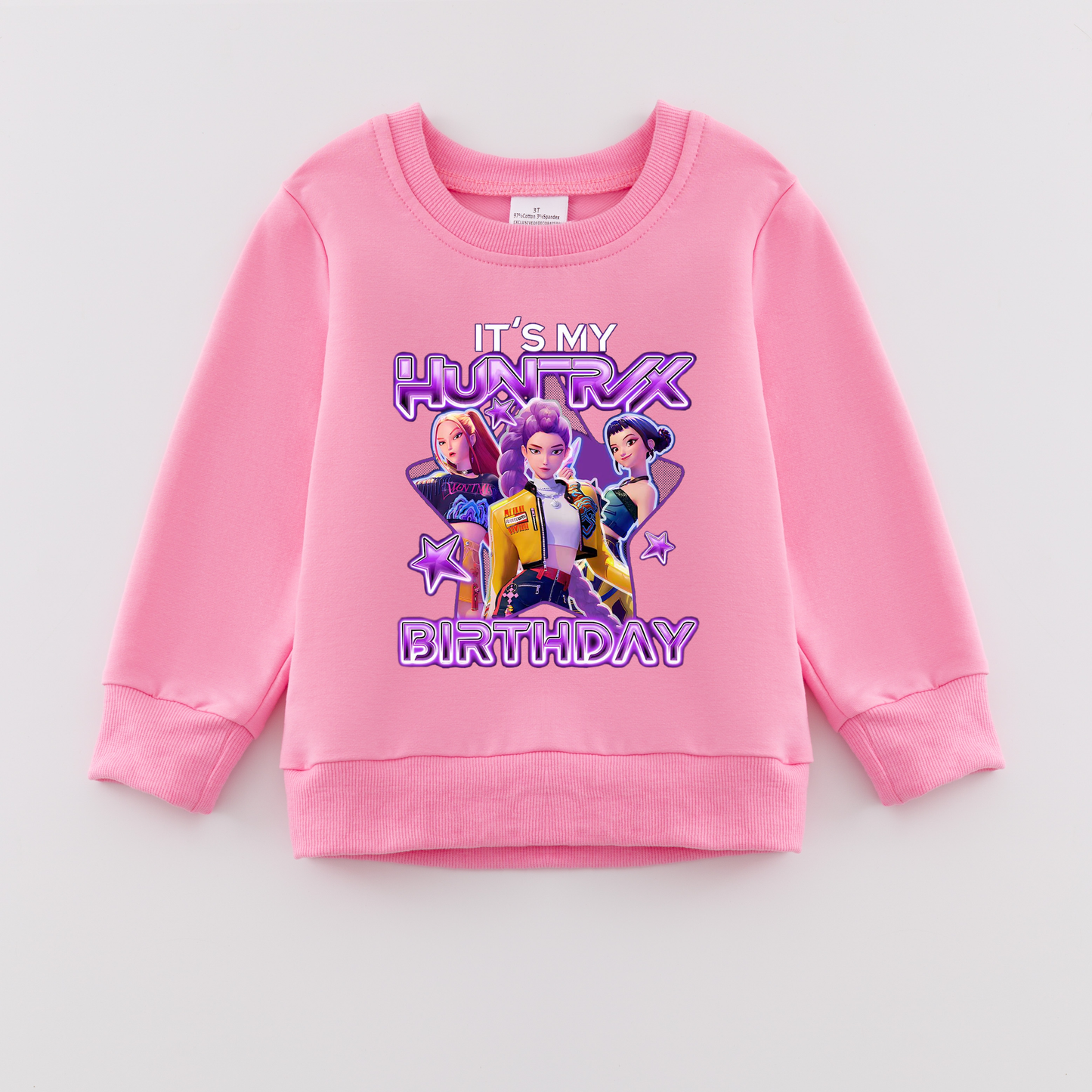 2026 Spring K-pop Demon Hunter Print Pink Cotton Sweatshirts
