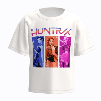 Girls Spring K-pop Demon Hunter Print Short Sleeves Top