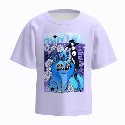 Girls Spring K-pop Demon Hunter Print Short Sleeves Top