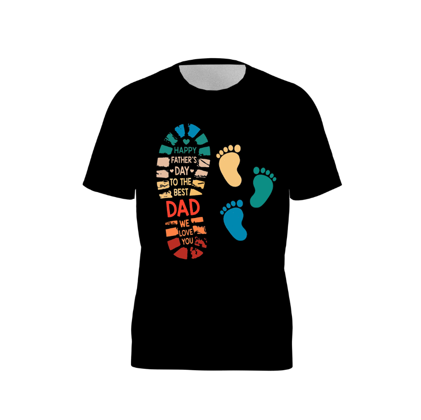 Men's Happy Father's Day Black Print Short Sleeves Top