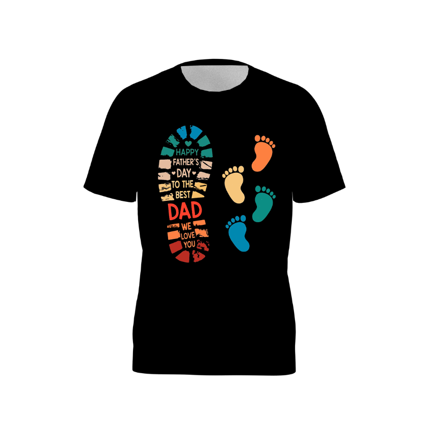 Men's Happy Father's Day Black Print Short Sleeves Top