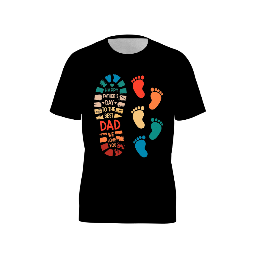 Men's Happy Father's Day Black Print Short Sleeves Top