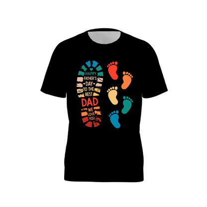 Men's Happy Father's Day Black Print Short Sleeves Top