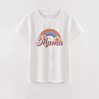 Mother's Day MAMA MINI Rainbow Print Cotton T-Shirt