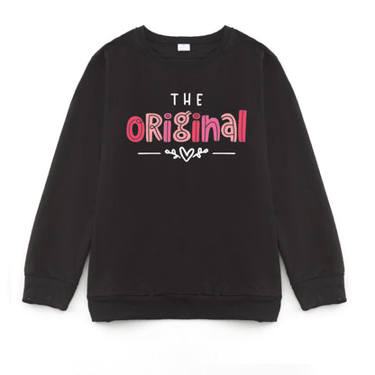 Mother's Day The Original Carbon Copy Print Black Cotton Sweatshirt
