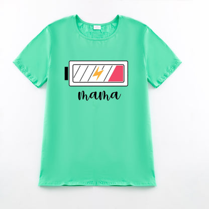 Mother's Day MAMA MINI Cute Print Mint Cotton T-Shirt
