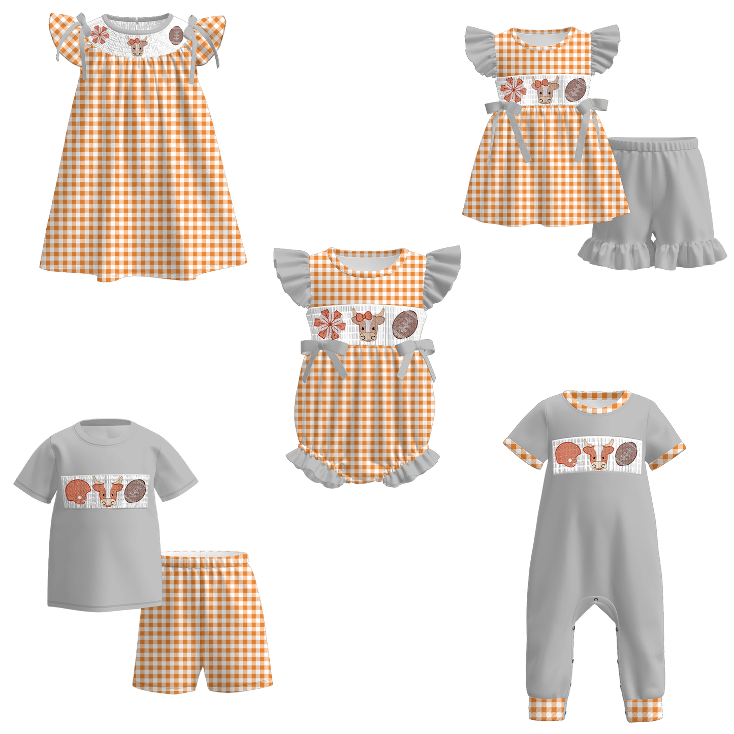 Texas Football Embroidered Matching Sibling Outfits