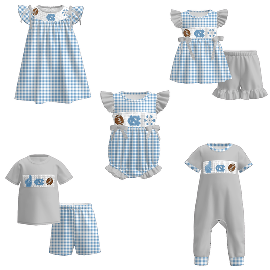 University of North Carolina Football Embroidered Matching Sibling Outfits