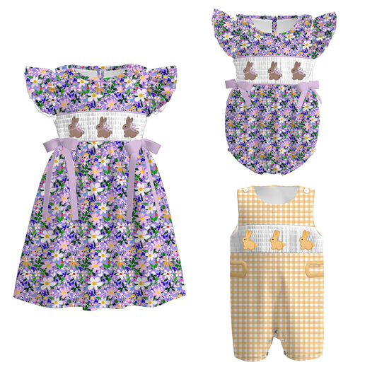 Summer Easter Bunny Embroidery Purple Yellow Collection