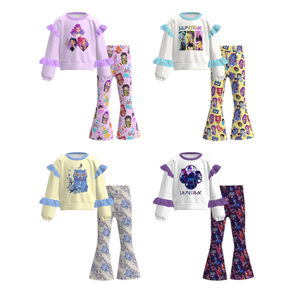 Kids K-Pop Demon Hunter Printed Ruffled Pant Set Collection