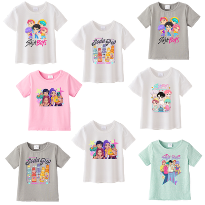 Kids Fashion Kpop Demon Hunters Print Cotton T-shirt