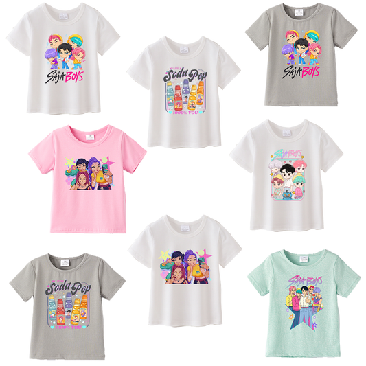 Kids Fashion Kpop Demon Hunters Print Cotton T-shirt