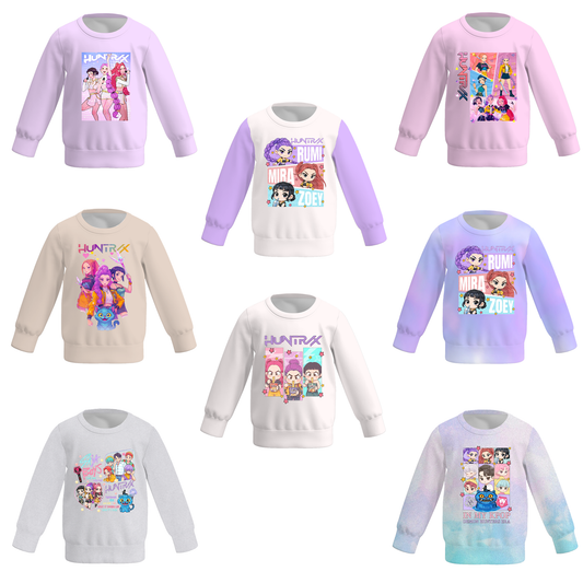2025 Fall Girls Kpop Demon Hunters Print Milk Silk Sweatershirt