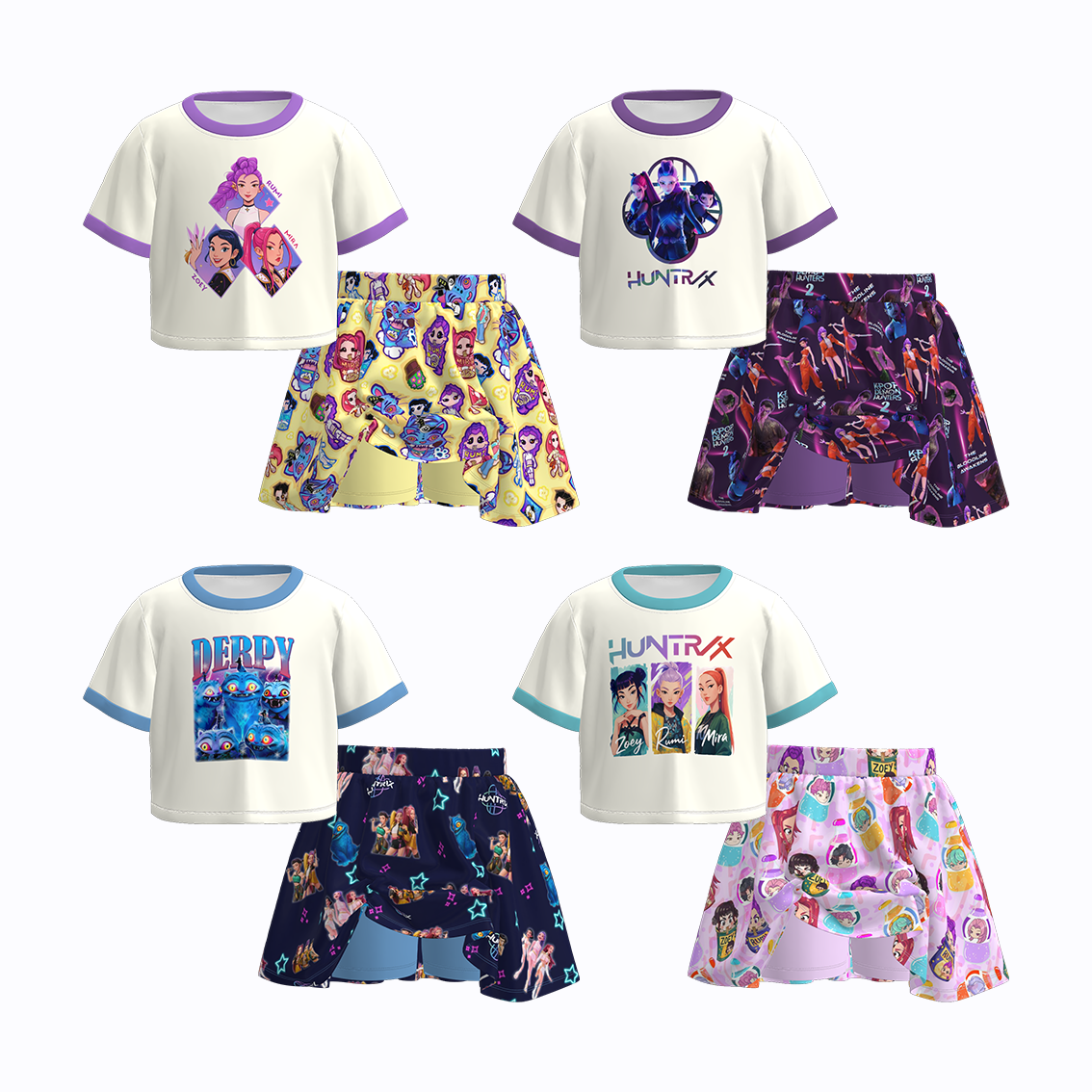 Kids K-Pop Demon Hunter Printed Skirt Set Collection