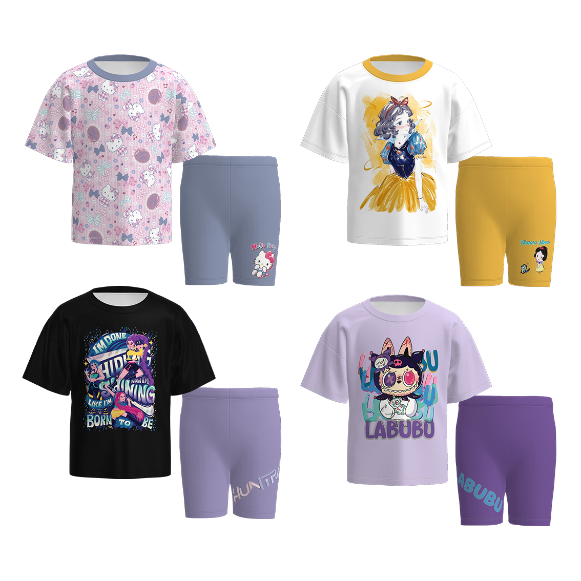 Spring Summer Cartoon Printed Short Set Collection