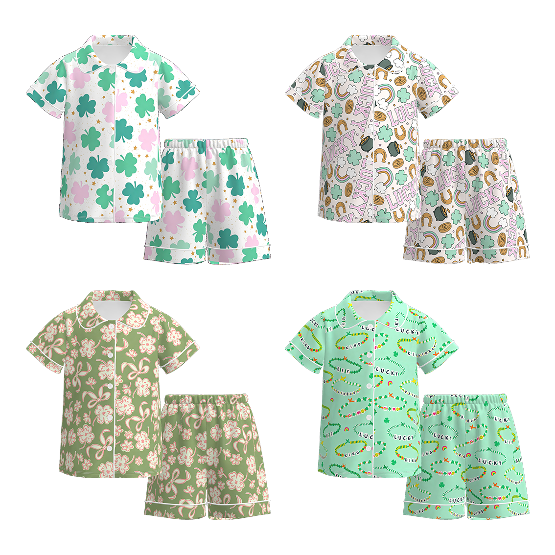2026 St.Patrick's Day Clover Short Pajamas Set