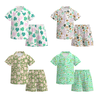2026 St.Patrick's Day Clover Short Pajamas Set