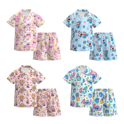 2026 Girls Spring Monster Cartoon Print Pajamas Short Set