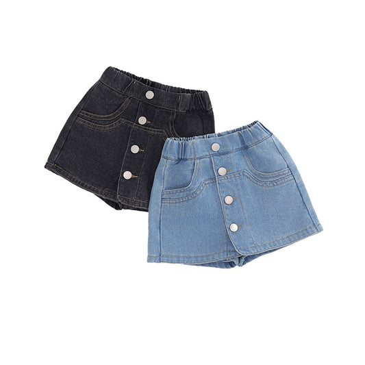 Girls' Denim Shorts Summer Washed Cotton Skort