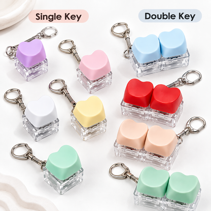 Heart Keycap Fidget Keychain Single & Double Key Clicker Keyboard Stress Relief Bag Charm